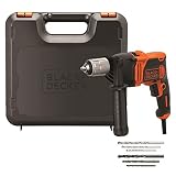BLACK+DECKER BEH850K Taladro Percutor con Cable 850W Portabrocas 13mm Velocidad variable Incluye 6...