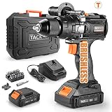 Taladro Atornillador Brushless, TACKLIFE Taladro Percutor a Batería sin escobillas 18V, 65Nm, 20+3...