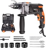 Taladro Percutor, Tacklife 850W 3000RPM Taladro Eléctrico con caja de herramientas y 360°...